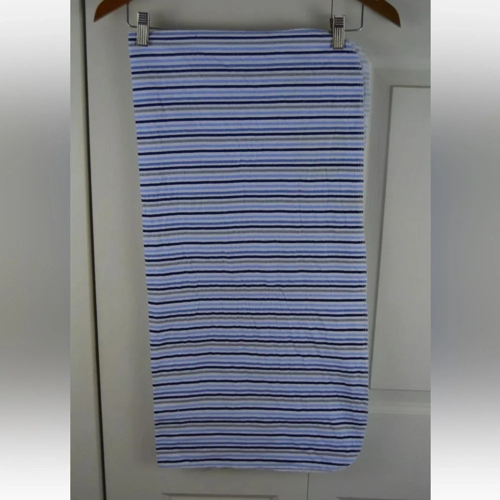 Parent's Choice Stripes Baby Blanket Flannel Receiving Blue White Gray Lovey